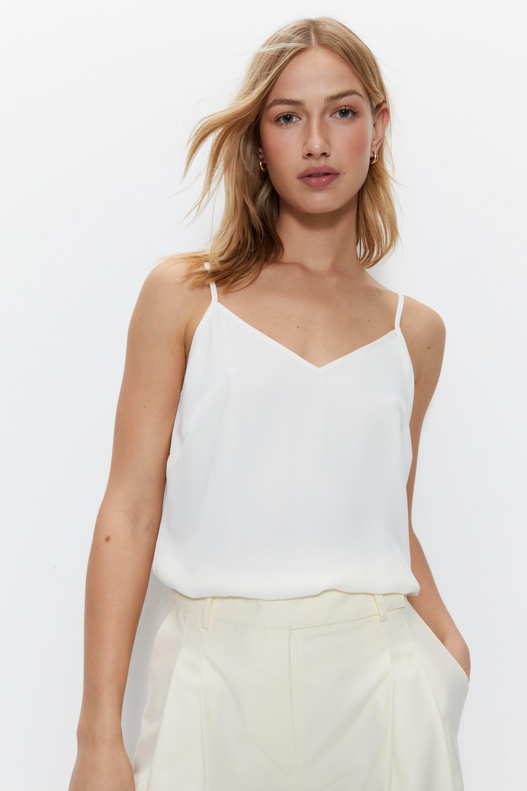 Warehouse high neck cami in white