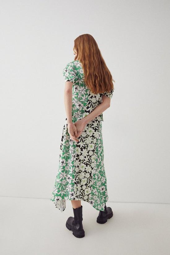 Warehouse Satin Ruched Splice Midi Dress In Floral 3