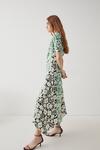 Warehouse Satin Ruched Splice Midi Dress In Floral thumbnail 4