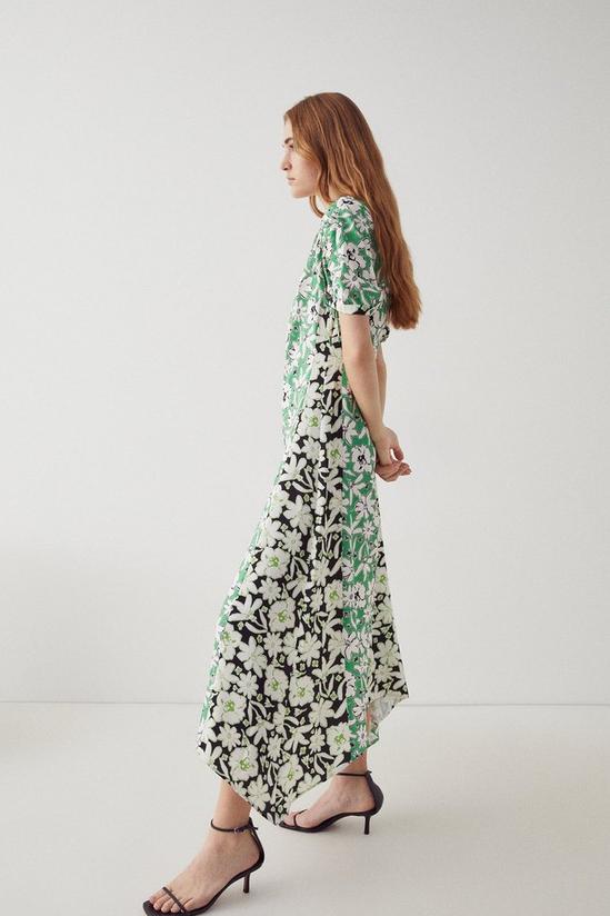Warehouse Satin Ruched Splice Midi Dress In Floral 4
