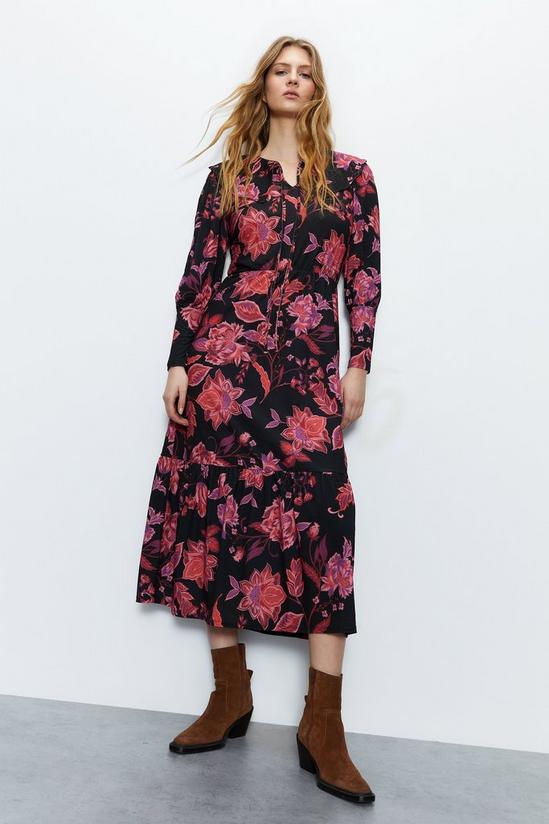 Warehouse Paisley Floral Scallop Collar Midi Dress 1
