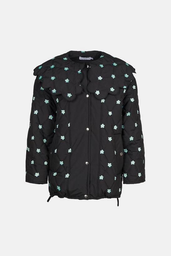 Warehouse Embroidered Scalloped Collar Quilted Jacket 4