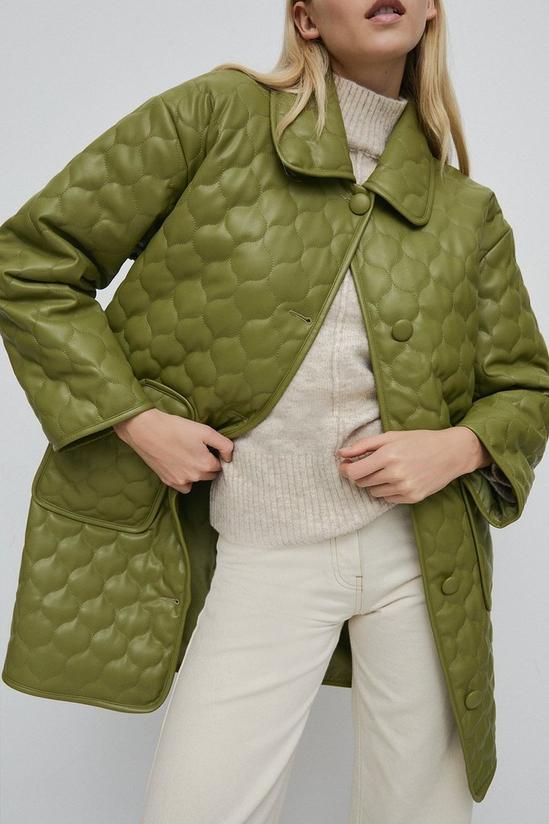 Warehouse Faux leather quilted button through jacket 1