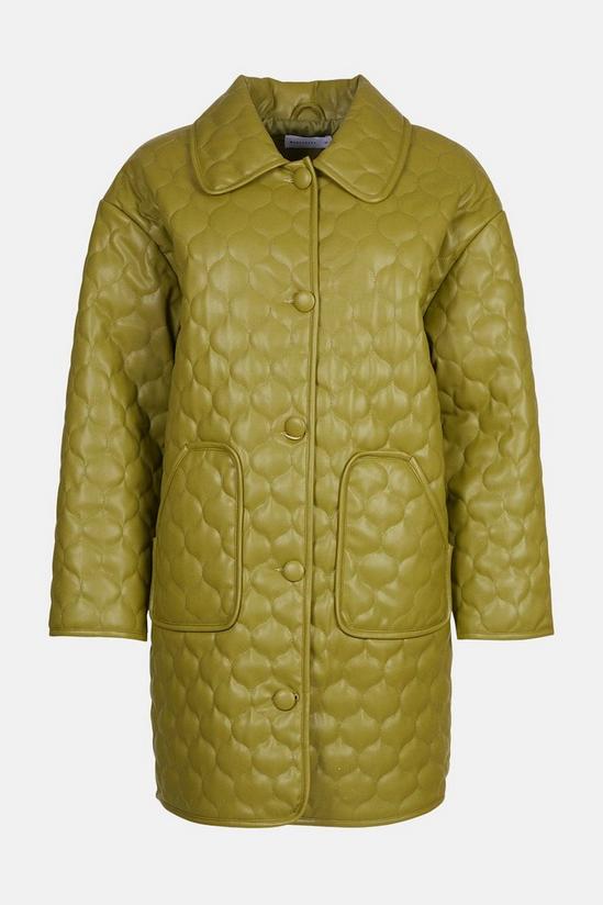 Warehouse Faux leather quilted button through jacket 4