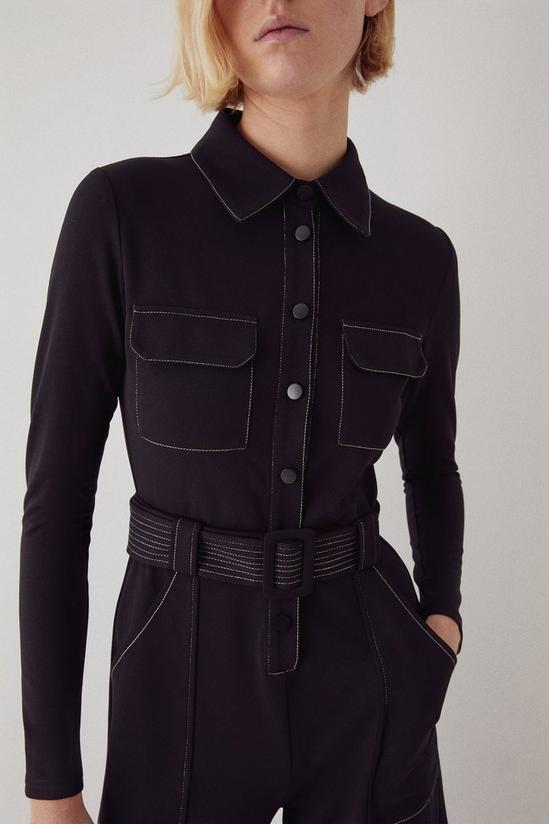Warehouse Topstitched Detail Belted Jumpsuit 2