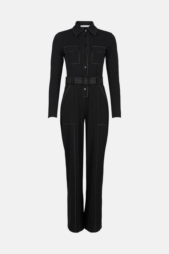 Warehouse Topstitched Detail Belted Jumpsuit 4