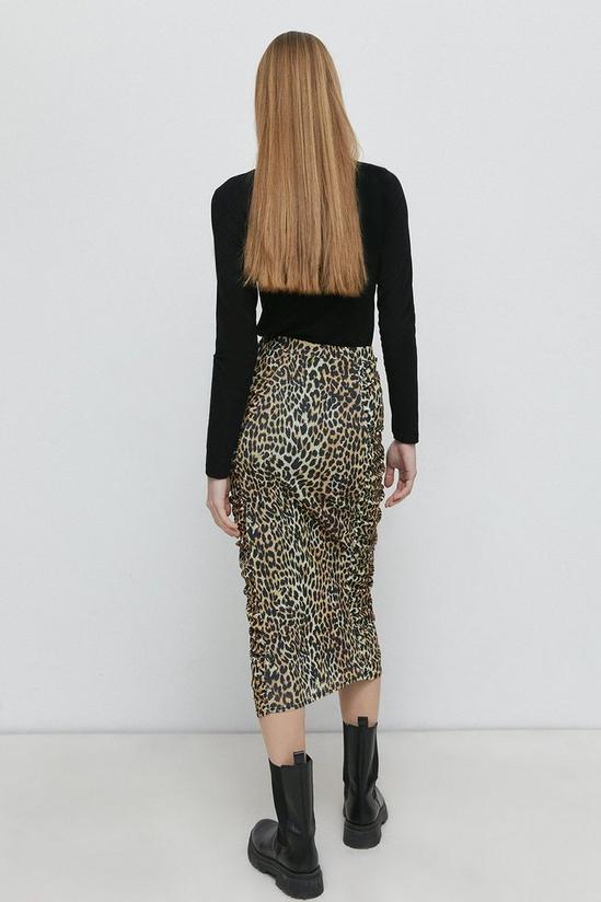 Warehouse Animal Print Mesh Ruched Side Skirt 3