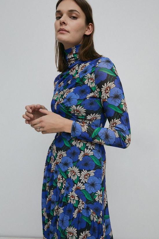 Warehouse Bold Floral Asymmetric Seam Mesh Dress 1