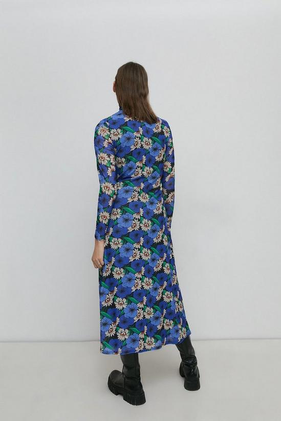 Warehouse Bold Floral Asymmetric Seam Mesh Dress 3