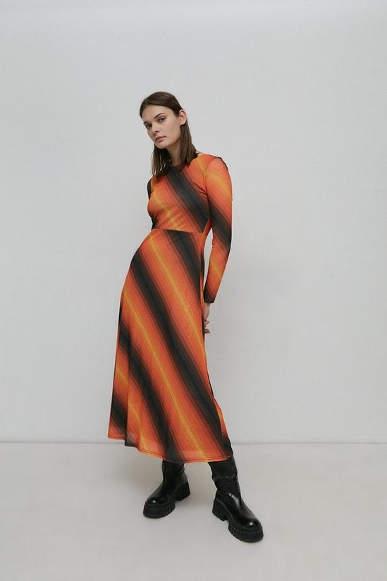 Warehouse Retro Stripe Mesh Midi Dress 1