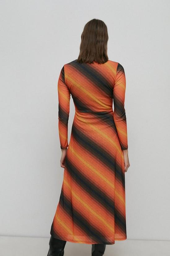 Warehouse Retro Stripe Mesh Midi Dress 3