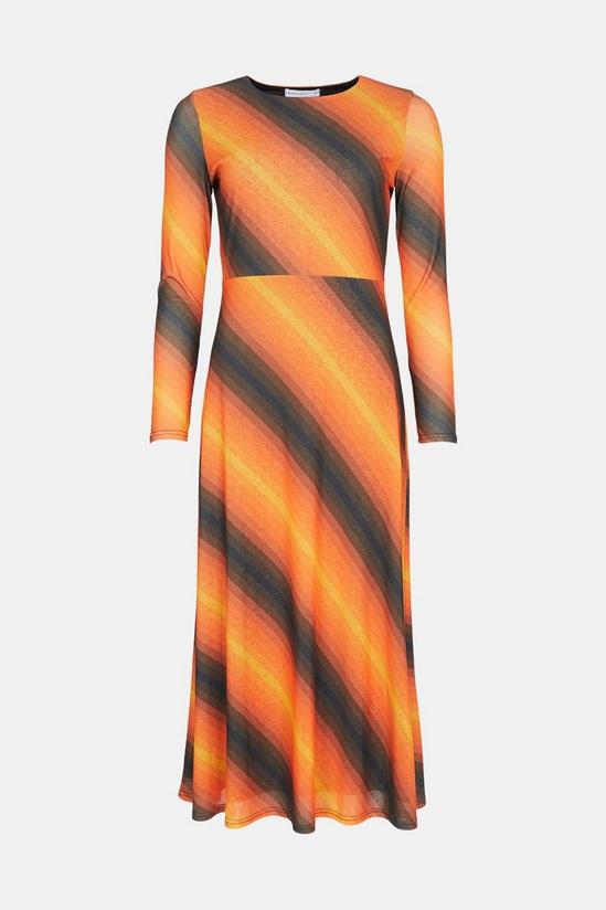 Warehouse Retro Stripe Mesh Midi Dress 4
