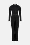 Warehouse Petite Topstitched Detail Belted Jumpsuit thumbnail 4