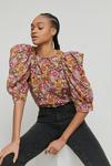 Warehouse Puff Sleeve Blouse In Floral thumbnail 1