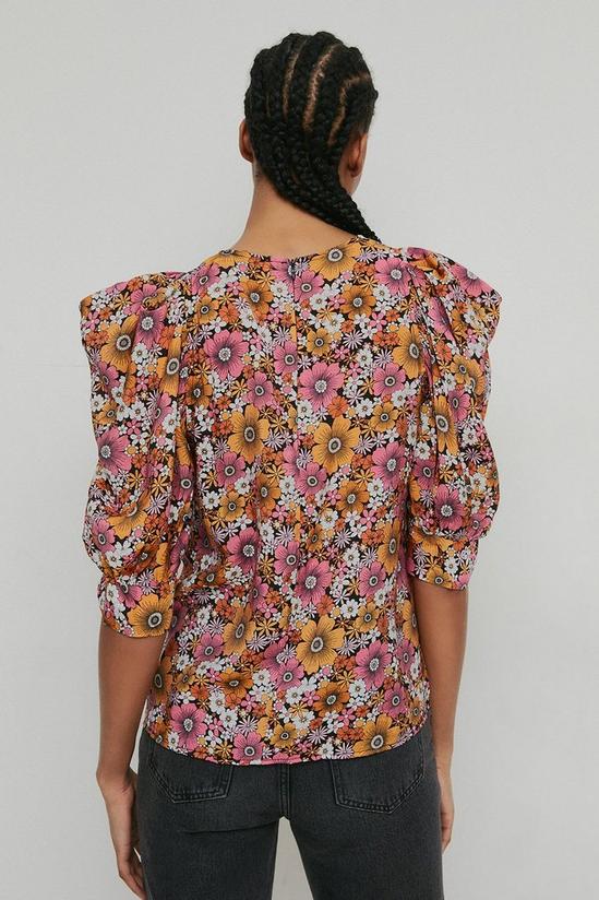 Warehouse Puff Sleeve Blouse In Floral 3