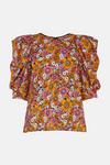 Warehouse Puff Sleeve Blouse In Floral thumbnail 4