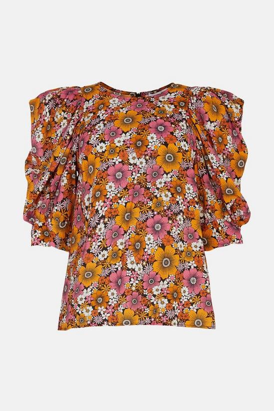 Warehouse Puff Sleeve Blouse In Floral 4