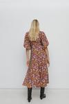 Warehouse Puff Sleeve Midi Dress In Floral thumbnail 3