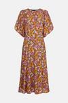 Warehouse Puff Sleeve Midi Dress In Floral thumbnail 4
