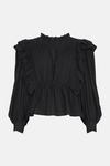 Warehouse Frill Front Cotton Lace Up Back Blouse thumbnail 4
