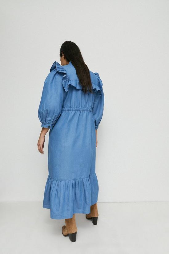 Warehouse Plus Size Denim Frill Yoke Midi Dress 3