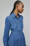 Warehouse Denim Western Style Belted Midi Shirt Dress thumbnail 2
