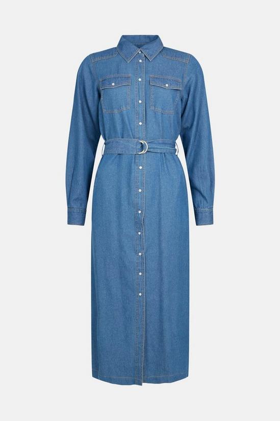 Warehouse Denim Western Style Belted Midi Shirt Dress 4
