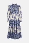 Warehouse Shirred High Neck Maxi Dress In Floral thumbnail 4