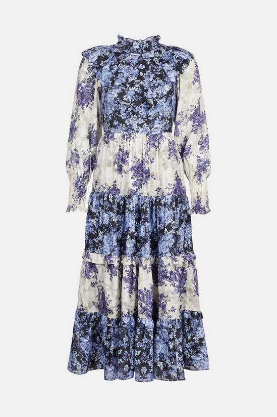 Warehouse Shirred High Neck Maxi Dress In Floral 4