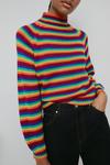 Warehouse Multi Rainbow Stripe Knit Jumper thumbnail 2