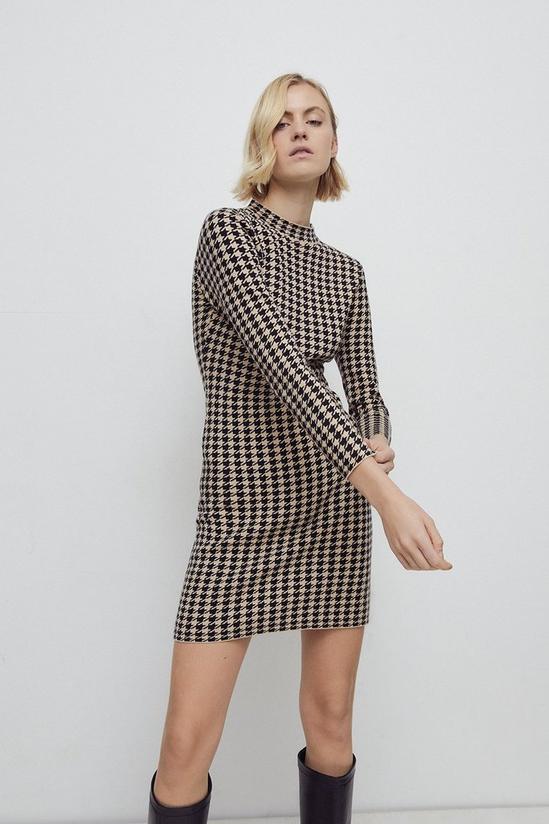 Warehouse Houndstooth Bodycon Knit Dress 1