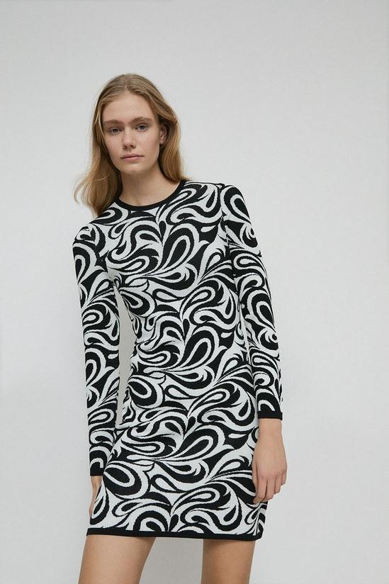 Warehouse Premium Knit Swirl Jacquard Mini Dress 2