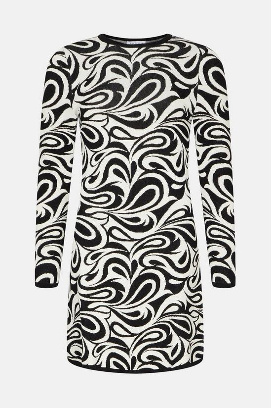 Warehouse Premium Knit Swirl Jacquard Mini Dress 4