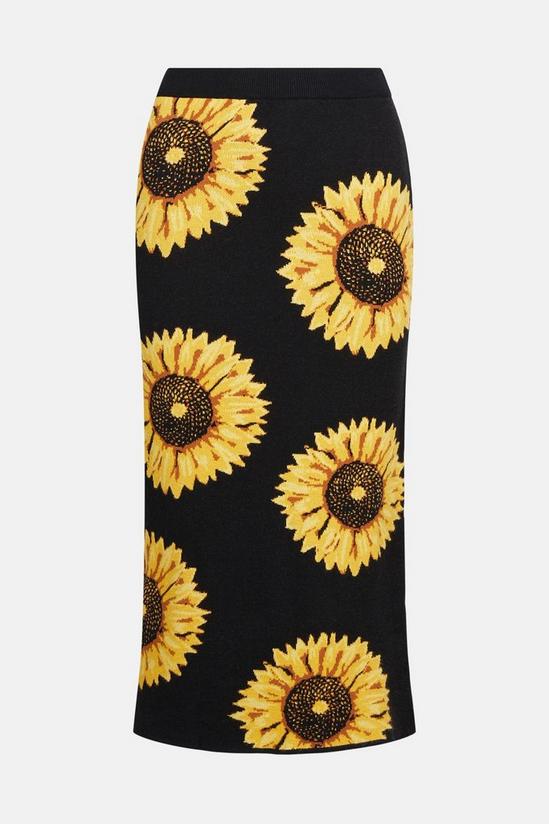 Warehouse Sunflower Jacquard Knit Midi Skirt 4