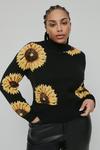 Warehouse Plus Size Sunflower Jacquard Knit Jumper thumbnail 1