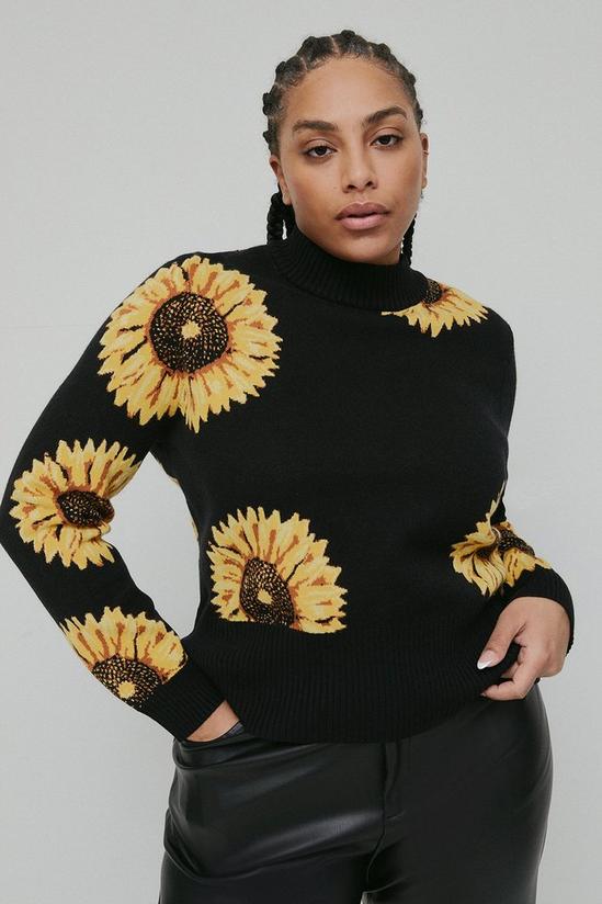 Warehouse Plus Size Sunflower Jacquard Knit Jumper 1