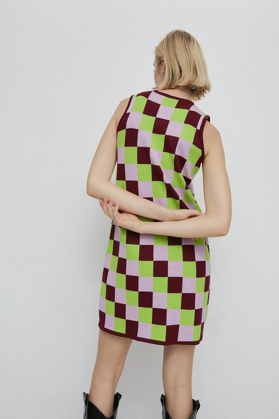 Warehouse Petite Checkerboard Knit Swing Dress 3