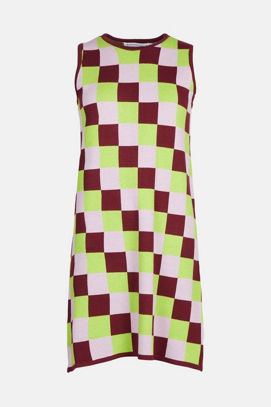 Warehouse Petite Checkerboard Knit Swing Dress 4