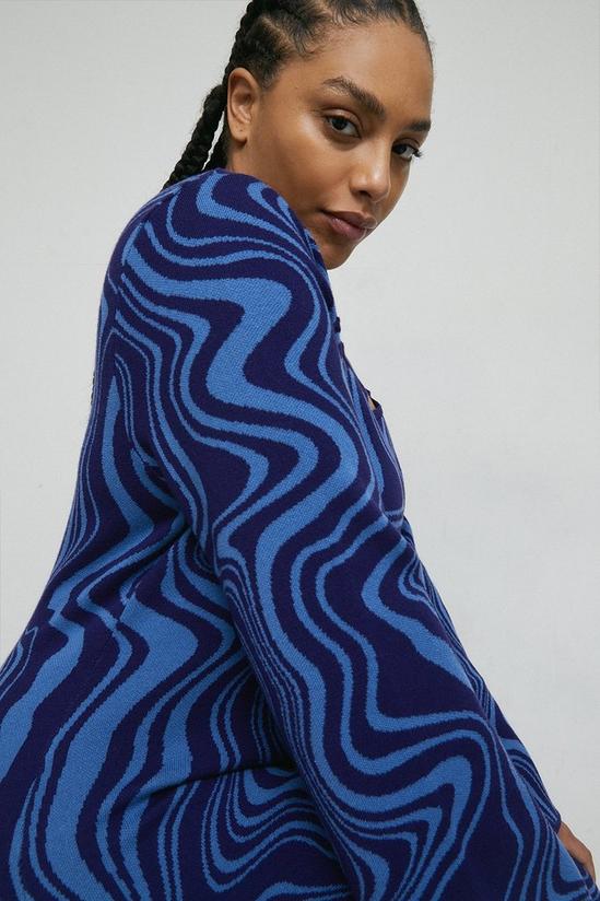Warehouse Plus Size Warped Jacquard Knitted Midi Dress 1