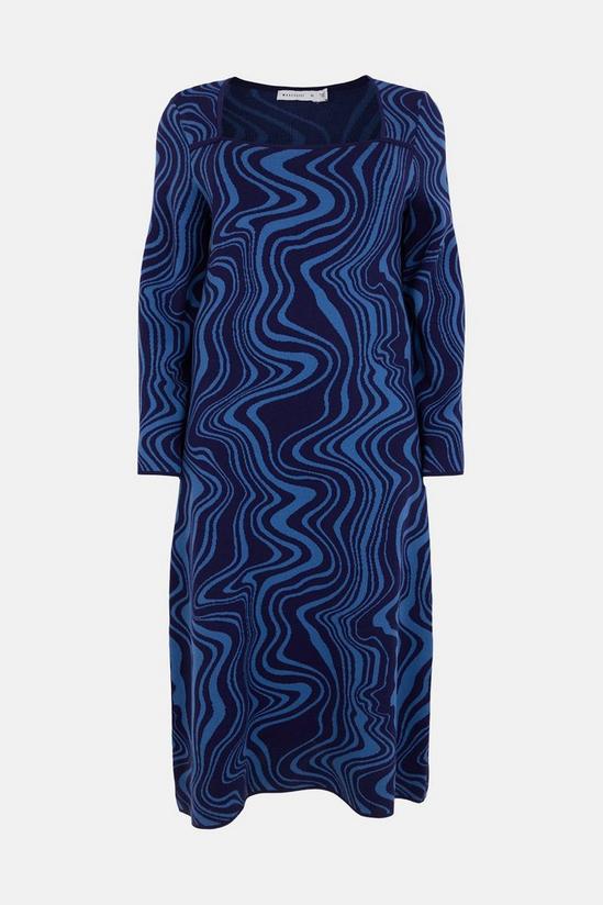 Warehouse Plus Size Warped Jacquard Knitted Midi Dress 4
