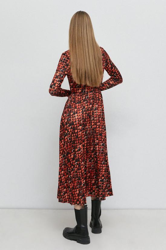 Warehouse Geo Print Zip Collared Pleated Midi Dress 3