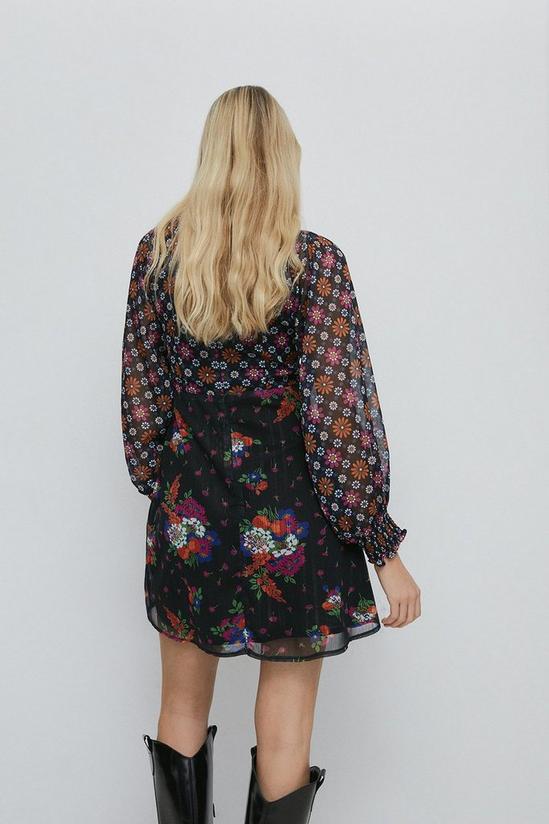 Warehouse Sweetheart Neck Mini Dress In Floral Mix 3