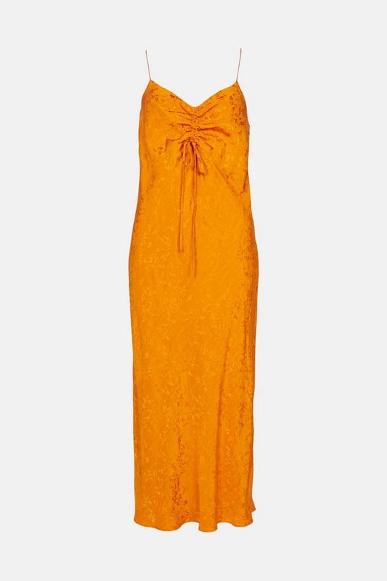 Warehouse Jacquard Ruched Midi Slip Dress 4
