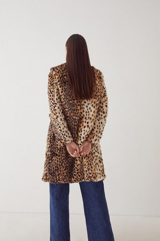 Warehouse Leopard Fur Midi Coat 3