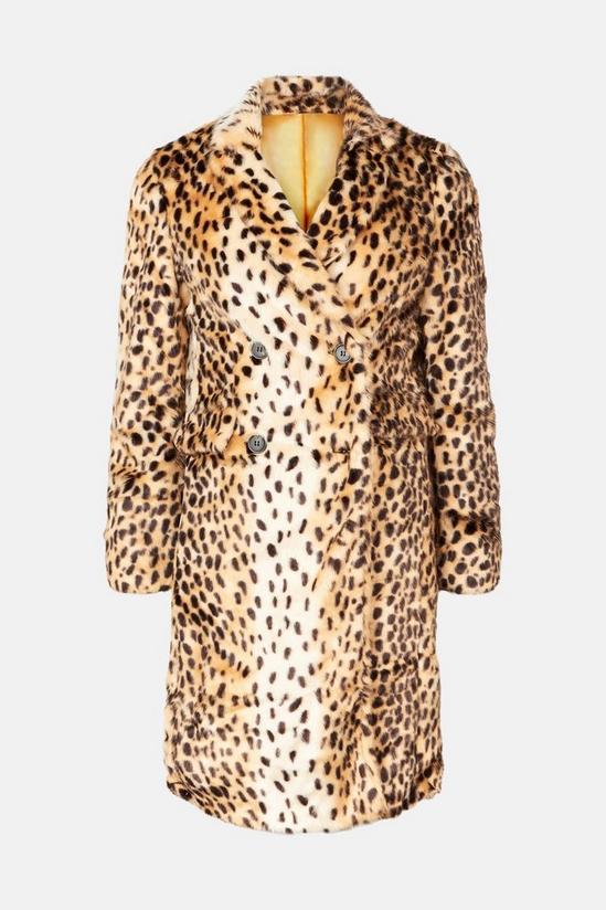 Warehouse Leopard Fur Midi Coat 4
