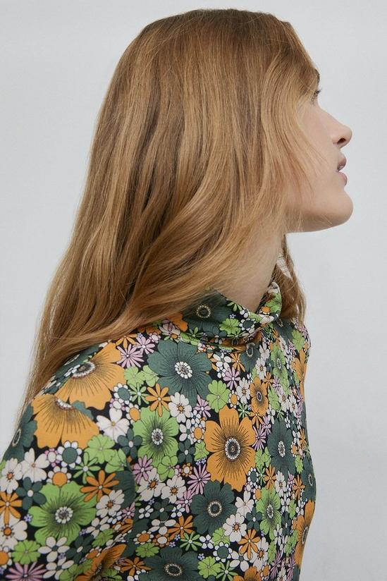Warehouse Floral Print Roll Neck Long Sleeve Top 2