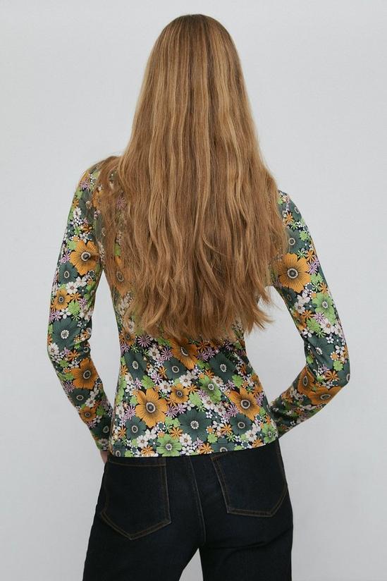 Warehouse Floral Print Roll Neck Long Sleeve Top 3