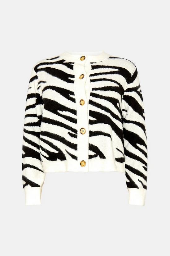 Warehouse Plus Size Zebra Jacquard Knit Cardigan 4
