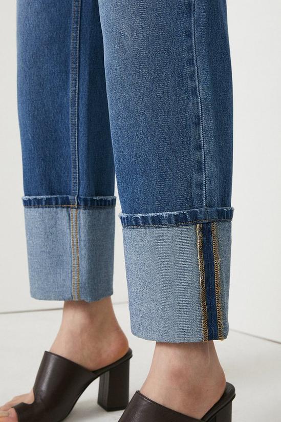Warehouse Petite 80s Turn Up Hem Straight Leg Jeans 3