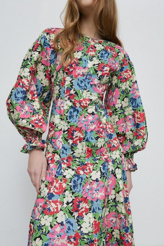 Warehouse Petite Floral Print Voluminous Midi Dress 1
